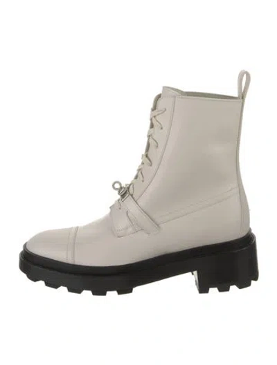 Pre-owned Hermes Funk Calfskin Combat Boots In Neutral