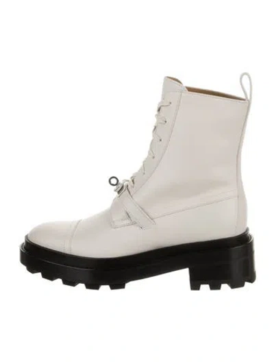 Pre-owned Hermes Funk Calfskin Combat Boots In Neutral