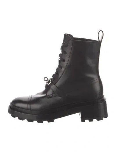 Pre-owned Hermes Funk Leather Combat Boots In Black