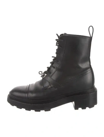 Pre-owned Hermes Funk Leather Combat Boots In Black