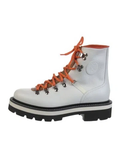 Pre-owned Hermes Funk Leather Combat Boots In White
