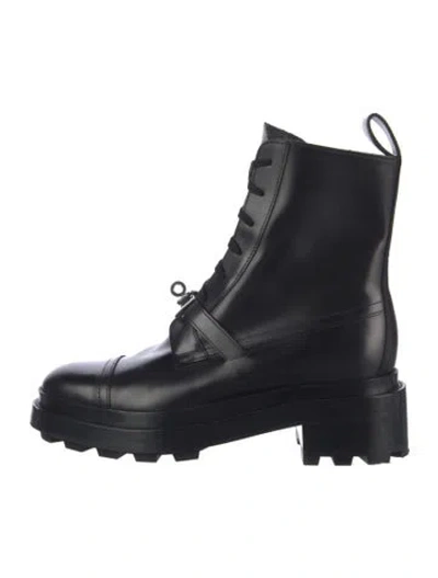 Pre-owned Hermes Funk Leather Lace-up Boots In Black