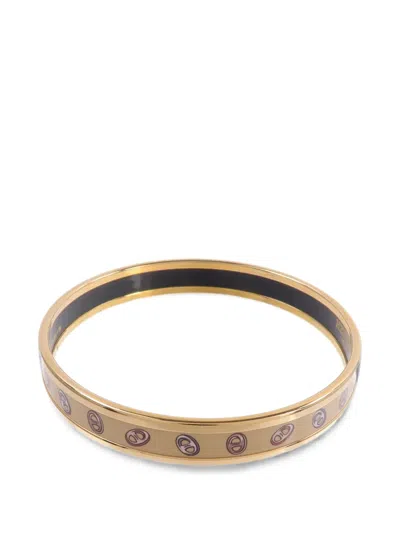 Pre-owned Hermes Funny Ice Cream Enamel Bracelet In Gold