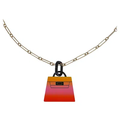 Pre-owned Hermes Fusion Amulette Kelly Pendant Acidule Necklace Permabrass Hardware In Multi