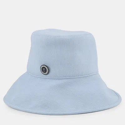 Pre-owned Hermes Gaelle 57 Light Blue Hemp Cotton Polyurethane Bucket Hat