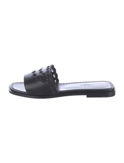 Pre-owned Hermes Gaelle Chaîne D'ancre Insignia Slides In Black