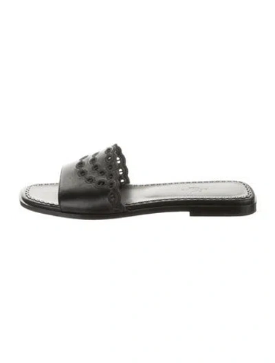 Pre-owned Hermes Gaelle Chaîne D'ancre Insignia Slides In Black