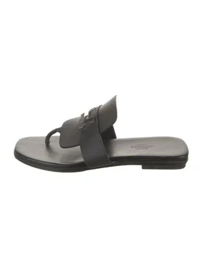 Pre-owned Hermes Galerie H Logo Slides In Black