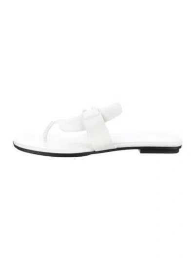 Pre-owned Hermes Galerie Leather Slides In White