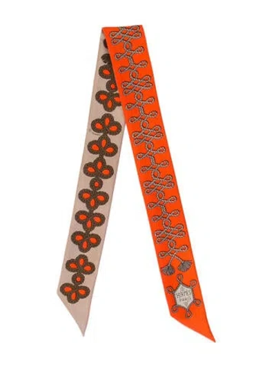Pre-owned Hermes Galons Et Brandebourg Silk Twilly Scarf In Multi