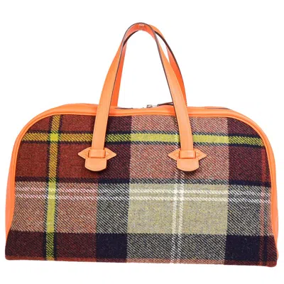 Hermes Galop Tweed Handbag () In Orange