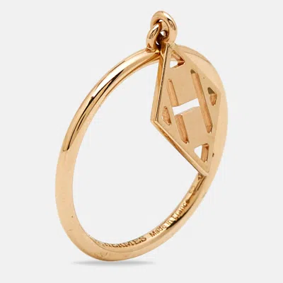 Pre-owned Hermes Hermès Gambade 18k Rose Gold Ring Size 52
