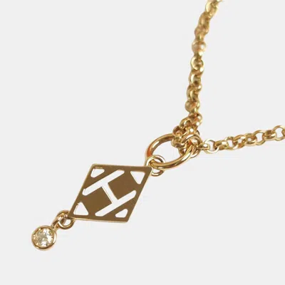 Pre-owned Hermes Gambade Diamond H-motif Necklace In 18k Rose Gold With Toggle Clasp