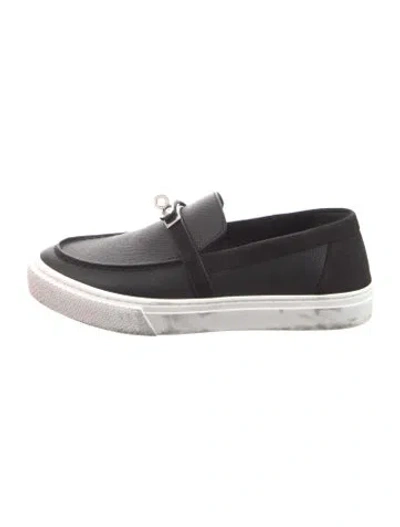 Pre-owned Hermes Game Signature Logo Loafers In Black