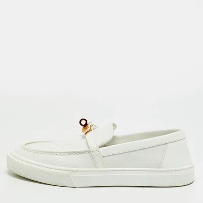 Pre-owned Hermes Hermès Game Size 39.5 White Leather Slip On Sneakers