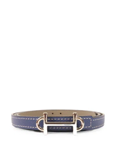 Pre-owned Hermes Gamma Belt In Blue