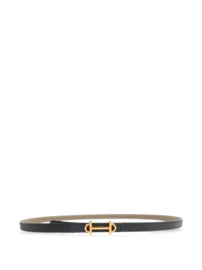 Pre-owned Hermes Gamma Reversible Belt In Black