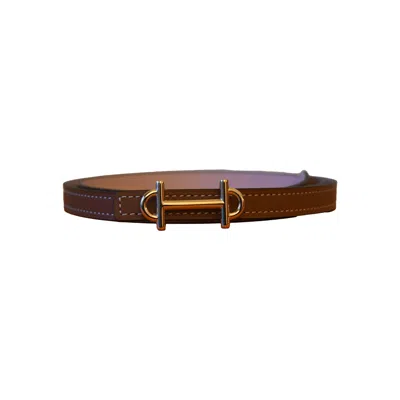 Pre-owned Hermes Gamma Reversible Belt Gold Hardware Brown