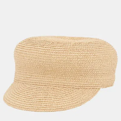 Pre-owned Hermes Garate Cap Size 57 Beige Raffia100%