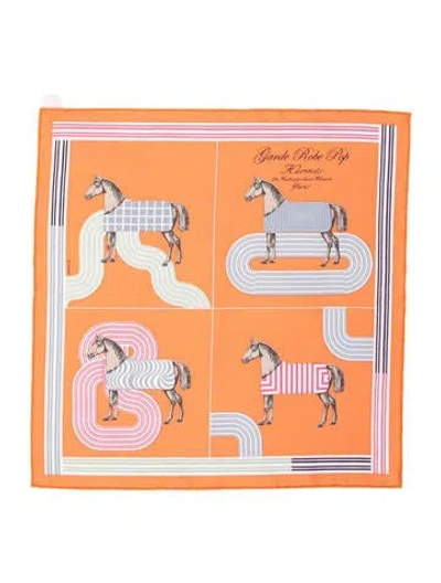 Pre-owned Hermes Garde Robe Pop Silk Scarf W/ Tags In Orange