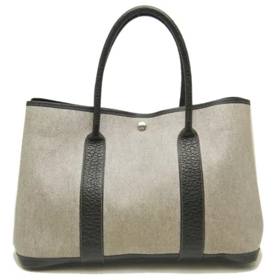 Pre-owned Hermes Garden Black Gray Toile H Tote Bag () In Multi