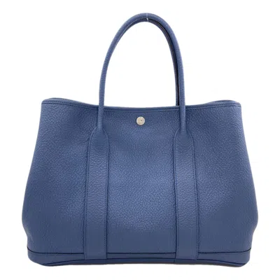 Pre-owned Hermes Garden Blue Agate Country Leather Tote Bag ()