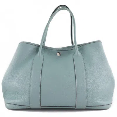 Pre-owned Hermes Garden Blue Lin Light Blue Negonda Leather Tote Bag () In Blue Lin, Light Blue