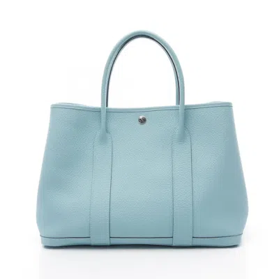 Pre-owned Hermes Garden Blue Vache Leather Tote Bag ()
