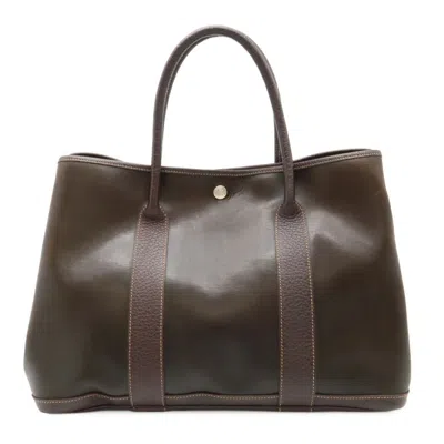 Pre-owned Hermes Garden Dark Brown Amazonia Leather Handbag Tote Bag ()