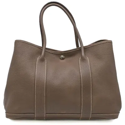 Pre-owned Hermes Garden Etoupe Gray Grayish Negonda Leather Handbag Tote Bag ()