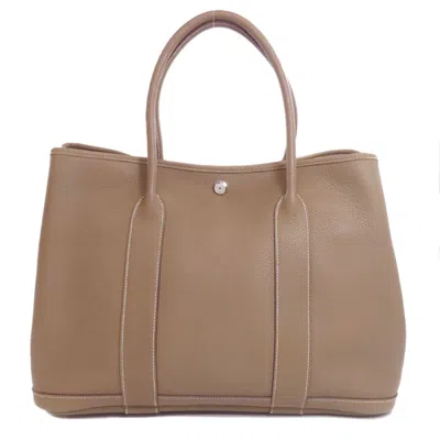Pre-owned Hermes Garden Etoupe Gray Negonda Leather Tote Bag ()