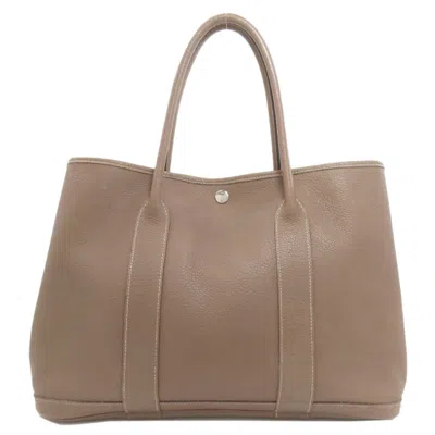 Pre-owned Hermes Garden Etoupe Gray Negonda Leather Tote Bag ()