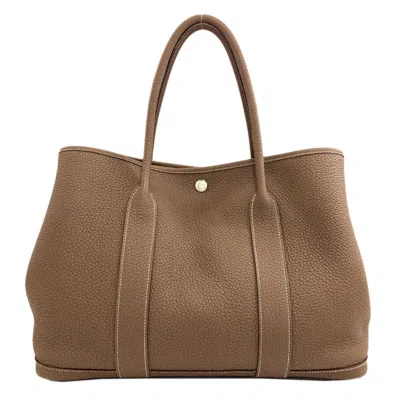 Pre-owned Hermes Garden Etoupe Gray Negonda Leather Tote Bag ()
