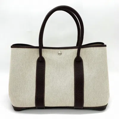 Pre-owned Hermes Garden Marron Toile H Buffalo Leather Tote Bag ()