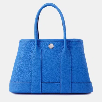 Pre-owned Hermes Garden Party 23 Blue Hydra Negonda Leather Tote Bag