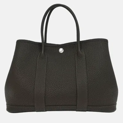 Pre-owned Hermes Garden Party 30 Ebene Negonda Tote Tpm In Brown