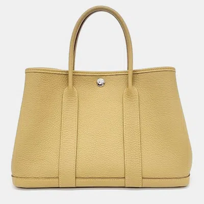Pre-owned Hermes Garden Party 30 Handbag In Gold