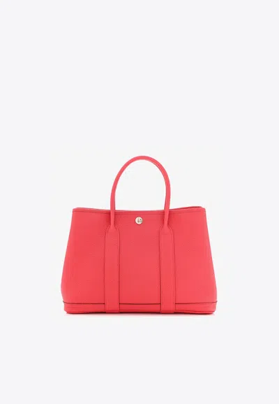 Hermes Garden Party 30 In Bougainvillier Negonda Leather With Palladium Hardware In Pink