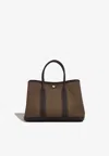 Hermes Garden Party 30 In Ebene Veau Negonda And Toundra Toile Militaire With Palladium Hardware In Brown