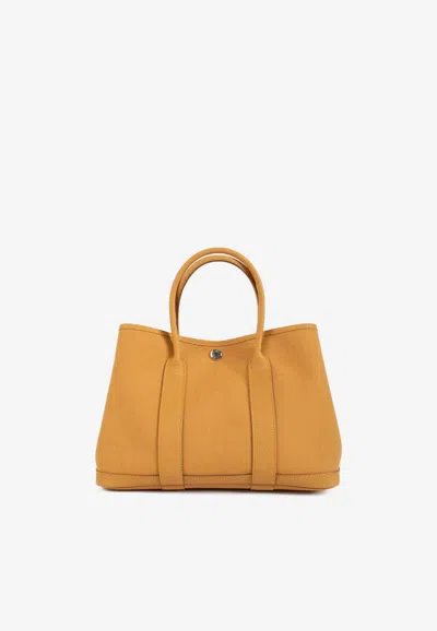 Hermes Garden Party 30 In Naturel Sable Canvas And Negonda Leather With Palladium Hardware In Brown