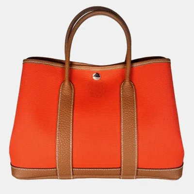 Pre-owned Hermes Garden Party 30 Orange/red Bag