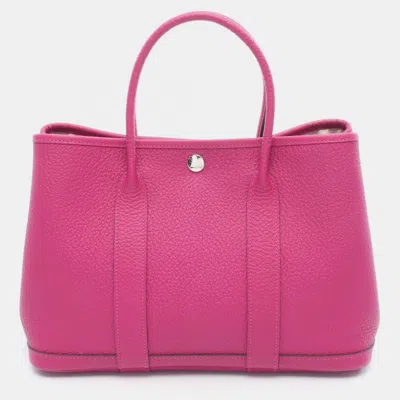 Pre-owned Hermes Garden Party 30 Rose Purple Country Leather Tote Bag