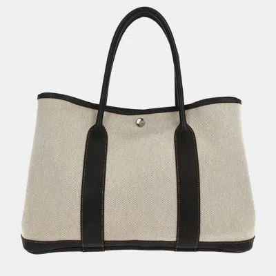Pre-owned Hermes Garden Party 36 Pm Beige Toile H Buffalo Tote Bag In Sand