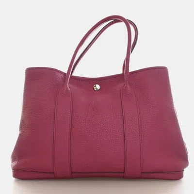 Pre-owned Hermes Garden Party 36 Rose Pourpre Negonda Calfskin Leather Tote Bag In Pink