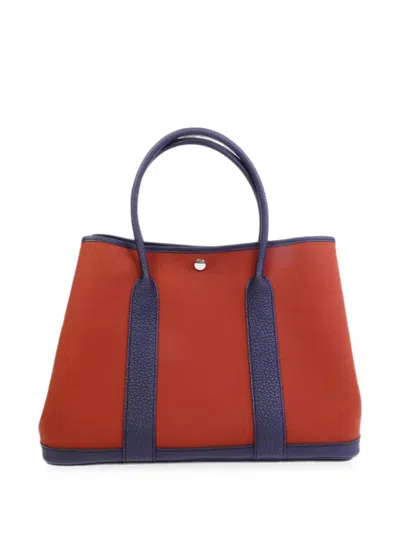 Pre-owned Hermes Garden Party Canvas Tote Bag In Orange