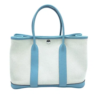 Pre-owned Hermes Garden Party Canvas Tote Bag () In Blue