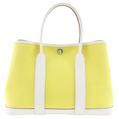 Pre-owned Hermes Garden Party Canvas Tote Bag () In Yellow