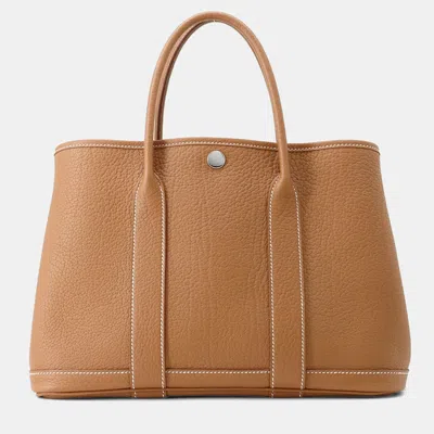 Pre-owned Hermes Garden Party Gold Negonda Leather Handbag Tpm