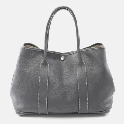 Pre-owned Hermes Garden Party Gray Ardoise Negonda Leather K Tote Pm