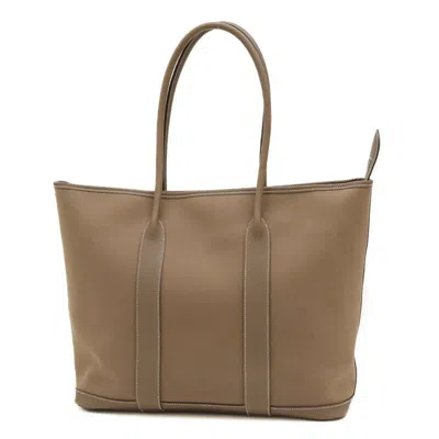 Hermes Hermès Garden Party Grey Leather Shoulder Bag ()